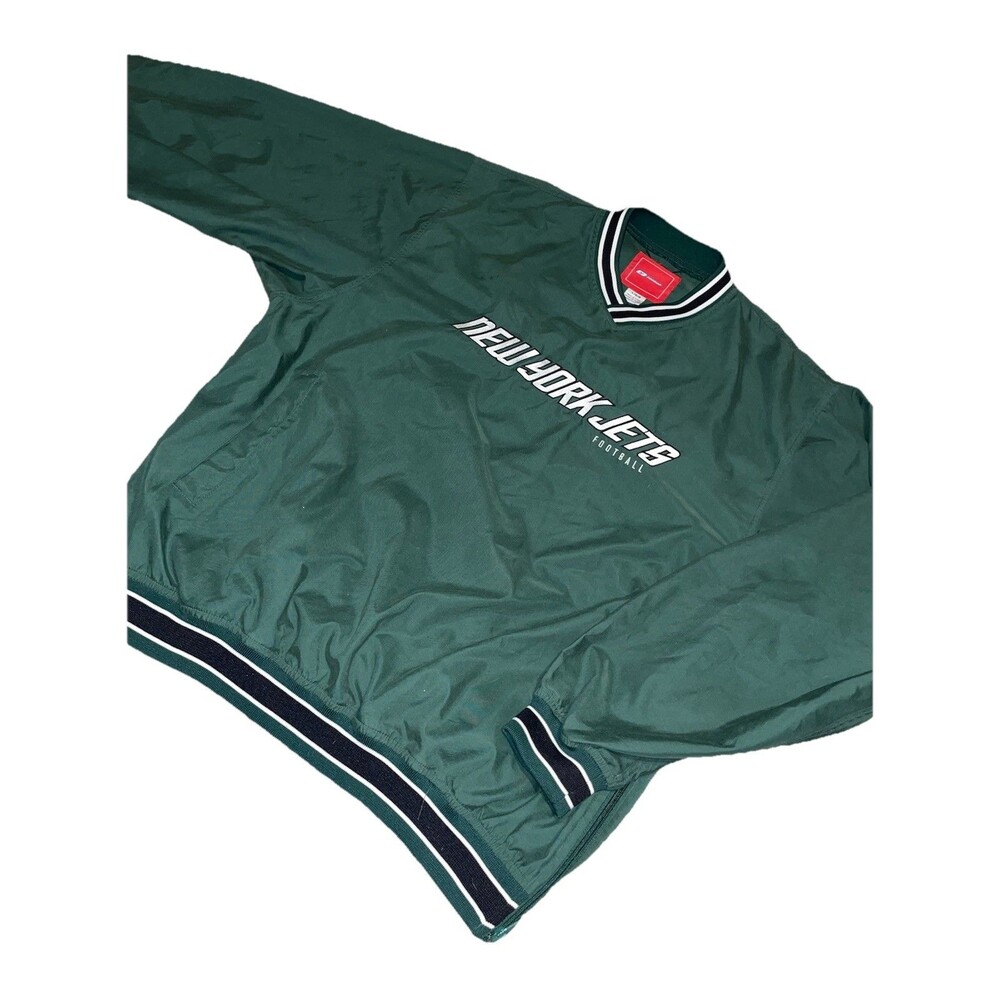 New York Jets Football Windbreaker NFL Reebok Pullover Jacket Mens Sz Large Y2K